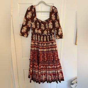 Brown floral Cara Cara blue hill dress